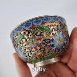 20th Century Chinese Cloisonne Circular Box And Cover Decorated Scrolling Lotus
