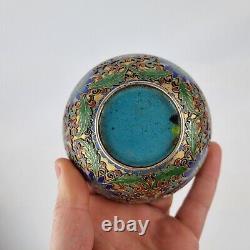 20th Century Chinese Cloisonne Circular Box And Cover Decorated Scrolling Lotus