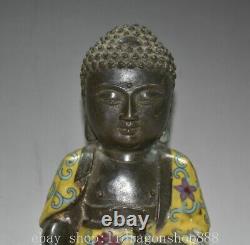 8.4 Chinese Buddhism Copper Cloisonne Sakyamuni Tathagata Buddha Sculpture
