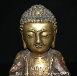 8.8 ancient Chinese Cloisonne copper sit Shakyamuni Amitabha Buddha sculpture