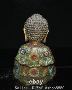 8.8 ancient Chinese Cloisonne copper sit Shakyamuni Amitabha Buddha sculpture