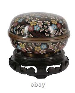 A Magnificent Pair of Japanese Cloisonne Enamel Kogo Boxes and cover. Meiji Era