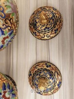 A Pair Of Avintage Chinese Handmade Cloisonne Enamel Jar Vase