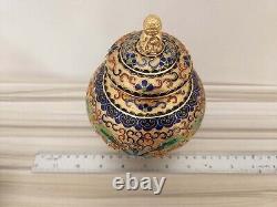 A Pair Of Avintage Chinese Handmade Cloisonne Enamel Jar Vase
