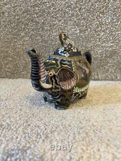 A Vintage Chinese Cloisonne Enamel Elephant Tea Pot With Rabbit LID