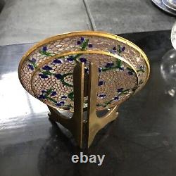 A Vintage Chinese Plaque-a-Jour Cloisonné Enamel Dish In Metropolitan Museum Box