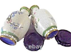 An Vintage Pair of White Chinese Cloisonné Vases with Floral Decoration
