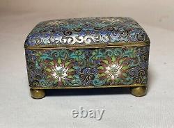 Antique 19th century handmade Chinese cloisonne dresser footed champleve box