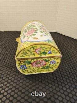 Antique 20th Century Chinese Multi-Color Cloisonne Box with Flower Design Hinged