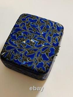 Antique Blue Enamel Chinese Patterned Box