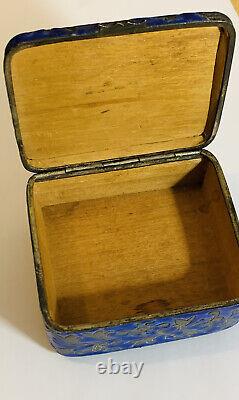 Antique Blue Enamel Chinese Patterned Box
