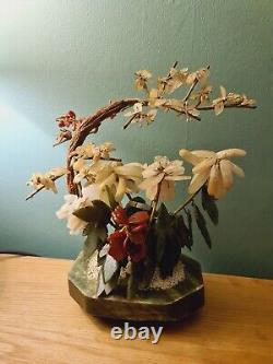 Antique Bonsai Tree Oriental Jade & Polished Stones in Jade Pot Handmade