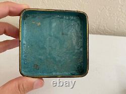 Antique Chinese Canton Enamel Cloisonne Square Box with Butterfly & Floral Dec