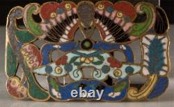 Antique Chinese Cloisonne Belt Buckle Bronze Asian Collector Art Rare Old 19th