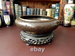 Antique Chinese Cloisonne Bowl With Wooden Stand Chinese Antiques