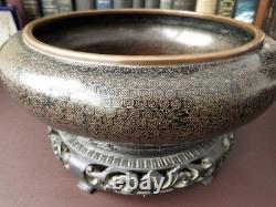 Antique Chinese Cloisonne Bowl With Wooden Stand Chinese Antiques