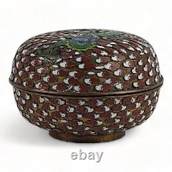 Antique Chinese Cloisonne Dragon Cycle Trinket Brass Box