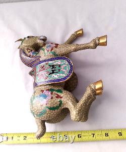 Antique Chinese Cloisonne Enamel Galloping Tang Horse Statue Figurine 8X10