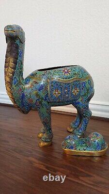 Antique Chinese Cloisonne Enamel Vase Modelled as Camel