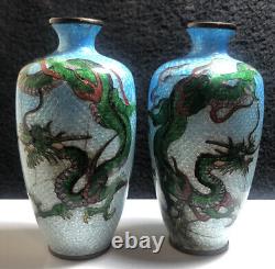 Antique Chinese Cloisonné Enamel Vase Pair