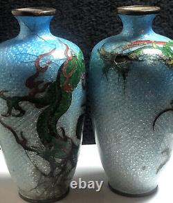 Antique Chinese Cloisonné Enamel Vase Pair