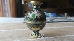 Antique Chinese Cloisonne Flowers Nested Cups / Jar / Faux Vase 4.75 x 2 7/8