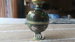 Antique Chinese Cloisonne Flowers Nested Cups / Jar / Faux Vase 4.75 x 2 7/8