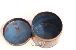 Antique Chinese Cloisonne Jar Box Cannister and Cover Copper Enamel