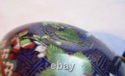 Antique Chinese Cloisonne bottle vase 24 cms tall with stand
