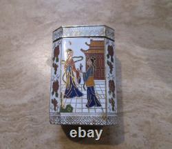 Antique Chinese Enamel and Brass Cloisonne Tea Caddy