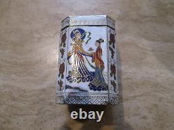 Antique Chinese Enamel and Brass Cloisonne Tea Caddy