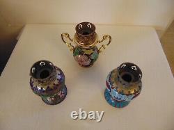 Antique Chinese Three Cloisonne Incense Burner Opium Lamps Frogs Very Rare
