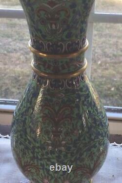 Antique Chinese cloisonne 10 Vase Floral Theme Multi-Color Double Ringed Neck