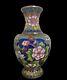 Antique Copper Vases Drawn Flower Handmade Enamel Cloisonne Rare Home Vintage