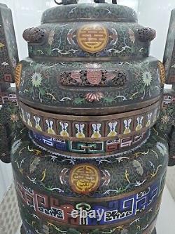 Antique Huge Chinese Cloisonne Enamel Censer Long Quin/Qing Dynasty 168cm High