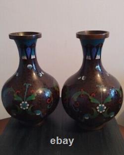 Antique Pair Of Cloisonné Vases