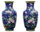 Antique Large Quality Pair Of Handed Mid 20th Century Chinese Cloisonne Vases