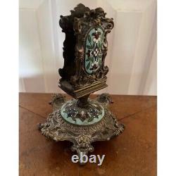 Antique matchbox stand with enamelled panelling