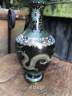 Antique vintage CHINESE CLOISONNE VASE imperial five claw year of dragon orient