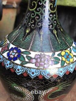 Antique vintage CHINESE CLOISONNE VASE imperial five claw year of dragon orient