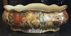 Antique /vintage chinese enamel painted gilded scalloped, foot bath/planter