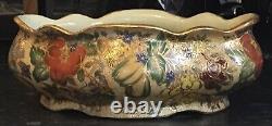 Antique /vintage chinese enamel painted gilded scalloped, foot bath/planter