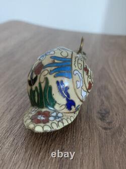 Authentic Chinese Cloisonné Vintage Art Oriental Antique Snail Ornament