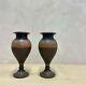 Beautiful Pair Of Persian Early 20thc Wooden Vases Kashmiri