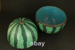 Big chinese cloisonne watermelon box statue collectable fengshui netsuke