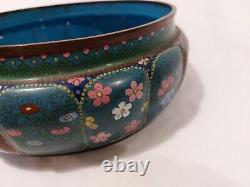 Chinese Cloisonne Bowl Large Antique Enamel Stunning Unusual Shape
