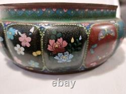 Chinese Cloisonne Bowl Large Antique Enamel Stunning Unusual Shape