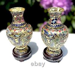 Chinese Cloisonne Cloisonné Enamel Pair Of Luxury Vases