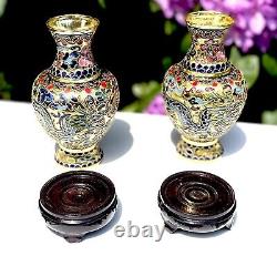 Chinese Cloisonne Cloisonné Enamel Pair Of Luxury Vases