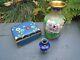 Chinese Cloisonne Collection Of 2 Vases And 1 Small Box All Colourful With Age